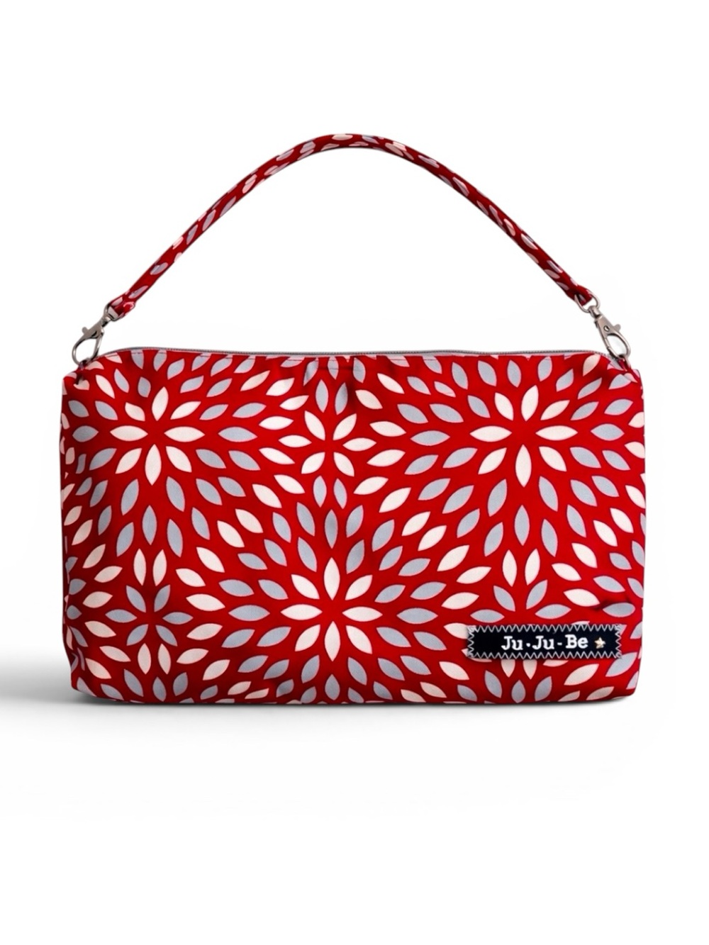 New Ju-Ju-Be Scarlet Petals Shoulder Bag Floral Zip Purse Makeup Red Gray